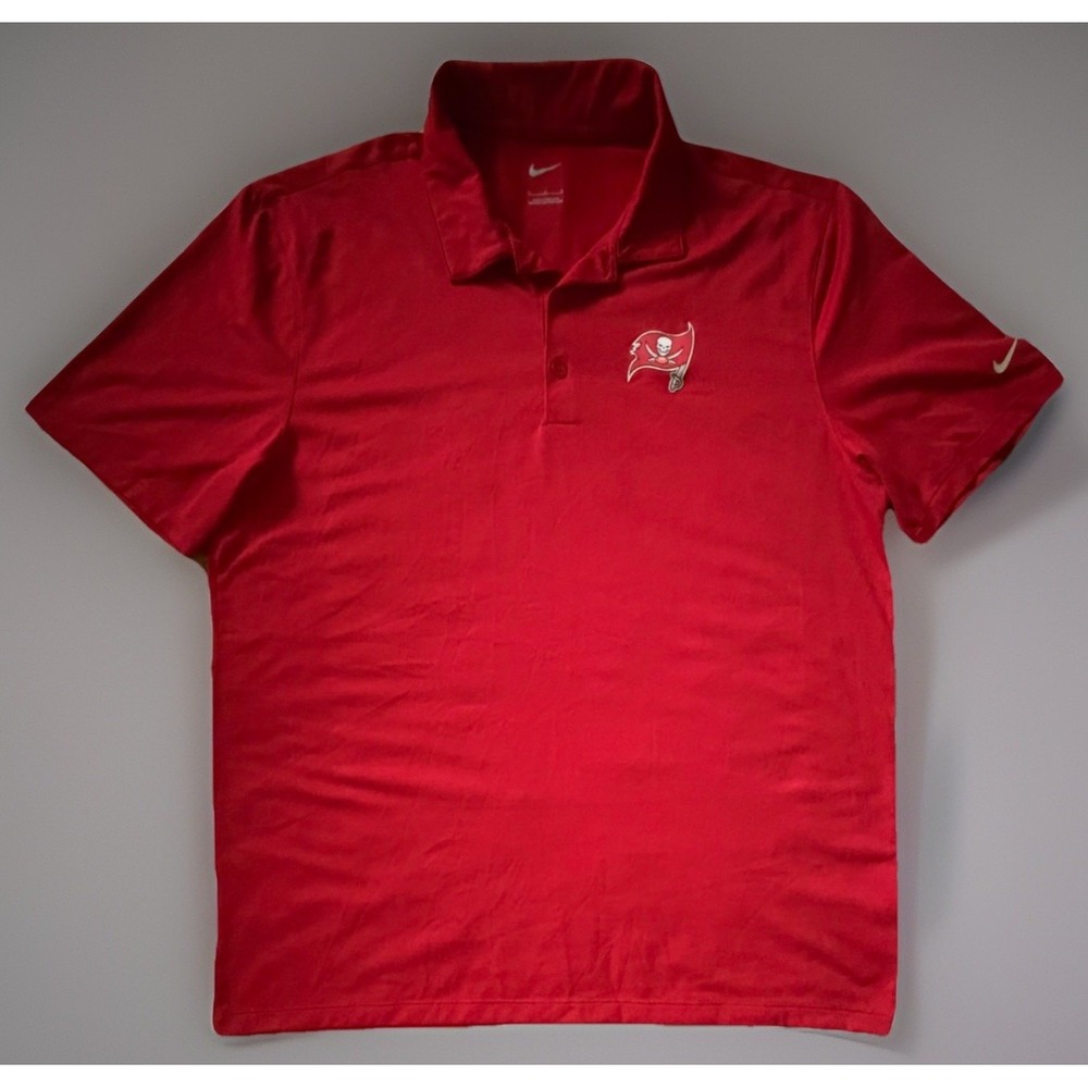Tampa Bay Buccaneers Nike Short Sleeve Polo Golf Shirt Red NFL Logo Large JBHS